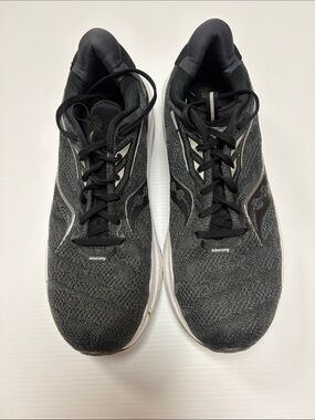 Saucony Men’s Black and Gray Knit Running Shoes - Reflective Accents